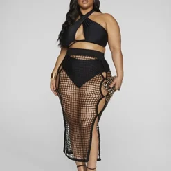 Fashion To Figure Thalia Crochet Cutout Skirt Cover-up