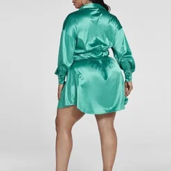 Fashion To Figure Sharane Satin Shirt Dress