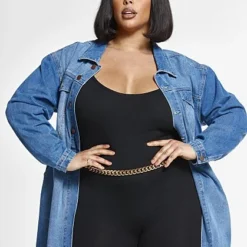 Fashion To Figure Kenna Maxi Length Trucker Jacket -Pleasures SHOP x 66119324 24c6 4c42 876b 9b6a9a9e34a9