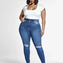 Fashion To Figure Medium Blue Wash Curvy Skinny Jeans - Tall Inseam