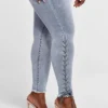 Fashion To Figure Curvy Fit Skinny Jeans With Lace-Up Detail - Tall Inseam