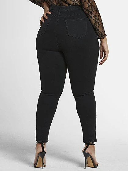 Fashion To Figure Mid-Rise Crossover Waistband Skinny Jeans 2 Fashion To Figure Mid-Rise Crossover Waistband Skinny Jeans - Image 2