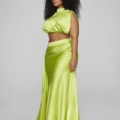Fashion To Figure Anaisa Drape Detail Satin Skirt - Leslie Sidora X FTF -Pleasures SHOP x 6926e22e 3d3f 46cd 9b29 19272474e01a