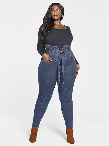 Fashion To Figure Ultra High Rise Tie Front Skinny Jeans 2 Fashion To Figure Ultra High Rise Tie Front Skinny Jeans - Image 2