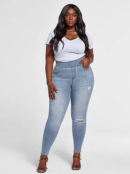 Fashion To Figure Medium Wash High Rise Destructed Jeggings - Short Inseam 4 Fashion To Figure Medium Wash High Rise Destructed Jeggings - Short Inseam - Image 4