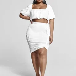 Fashion To Figure Doreen Ruched Bodycon Skirt -Pleasures SHOP x 6b4c19a2 fd40 47fc aa08 f65981e0ee51