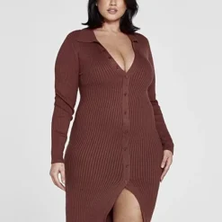 Fashion To Figure Mia Ribbed Knit Button Front Dress -Pleasures SHOP x 6b55e106 00eb 468f b0a7 8c80151ec8a4