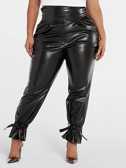 Fashion To Figure Denise Faux Leather Ankle Tie Pants 4 Fashion To Figure Denise Faux Leather Ankle Tie Pants - Image 4