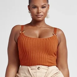 Fashion To Figure Melanie Rib Knit Tank With O-Ring Straps -Pleasures SHOP x 6c03b429 3edb 4c87 b6fd 4689395f498b