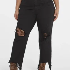 Fashion To Figure Eve High Rise Destructed Straight Leg Jeans