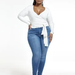 Fashion To Figure Angel Rib Knit Wrap Top -Pleasures SHOP x 6cc80f95 aaea 4535 81e2 cf669c739a06