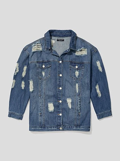 Fashion To Figure EYBS Denim Trucker Jacket 4 Fashion To Figure EYBS Denim Trucker Jacket - Image 4