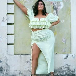 Fashion To Figure Lou Ruffle Detail Maxi Skirt - Nadia X FTF