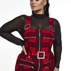 Fashion To Figure Willow Plaid Fitted Overalls -Pleasures SHOP x 6db33f69 31a4 4f6c a80d 865b5f284bc5