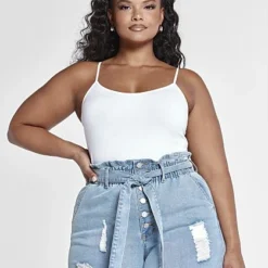 Fashion To Figure Tie Waist Destructed Cuffed Shorts With Button Fly -Pleasures SHOP x 6e516fe5 552f 4aba 930b fed34875c47a