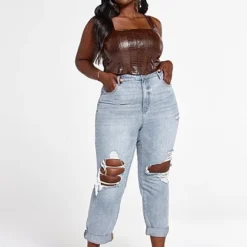 Fashion To Figure High Rise Relaxed Fit Straight Leg Jeans -Pleasures SHOP x 6e5dc9ef defb 44f3 ab5c 04c4095e576d