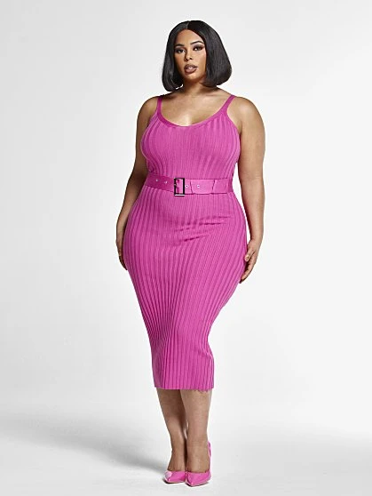 Fashion To Figure Robyn Belted Ribbed Knit Dress 3 Fashion To Figure Robyn Belted Ribbed Knit Dress - Image 3