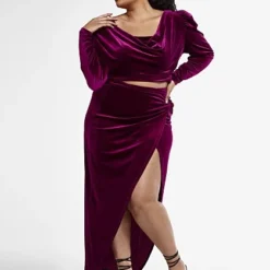 Fashion To Figure Rachelle Velvet Maxi Skirt -Pleasures SHOP x 6fc559fd 9024 4a3e 9dcc 8a738d3e5417
