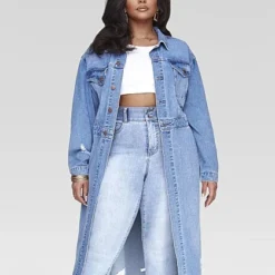 Fashion To Figure Kenna Maxi Length Trucker Jacket