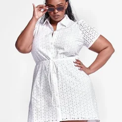 Fashion To Figure Lauren Cotton Eyelet Shirtdress -Pleasures SHOP x 70f5bb7e f732 4fe9 90fb b2a28a8983c9