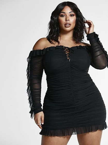 Fashion To Figure Gia Ruched Off The Shoulder Mesh Dress 5 Fashion To Figure Gia Ruched Off The Shoulder Mesh Dress - Image 5