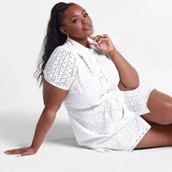 Fashion To Figure Lauren Cotton Eyelet Shirtdress -Pleasures SHOP x 738df145 cc5c 4e60 b7c9 dc2ea73131d0