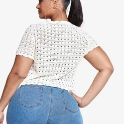 Fashion To Figure Sasha Crochet Cropped Cardigan -Pleasures SHOP x 73ba07f6 f586 447b b01b e1aceb114594