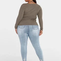 Fashion To Figure Angie Ribbed Knit Halter Cutout Top