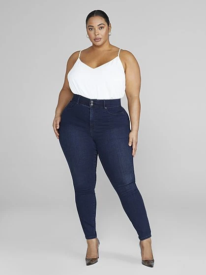 Fashion To Figure High Rise Curvy Fit Skinny Jeans In Dark Indigo - Short Inseam 2 Fashion To Figure High Rise Curvy Fit Skinny Jeans In Dark Indigo - Short Inseam - Image 2