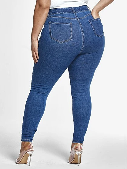 Fashion To Figure Medium Blue Wash Curvy Skinny Jeans - Tall Inseam 3 Fashion To Figure Medium Blue Wash Curvy Skinny Jeans - Tall Inseam - Image 3