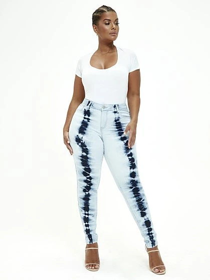 Fashion To Figure Mid Rise Tie Dye Skinny Jeans 2 Fashion To Figure Mid Rise Tie Dye Skinny Jeans - Image 2