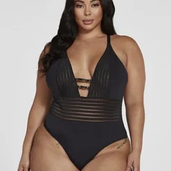Fashion To Figure Kendall Stripe Mesh Bodysuit