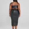 Fashion To Figure Denisse Faux Leather Waist Strap Midi Skirt