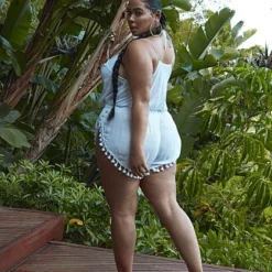 Fashion To Figure Alicia Cover-Up Romper - Tabria Majors X FTF -Pleasures SHOP x 769fe52d 5d13 43c2 a526 387ff8890537