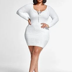 Fashion To Figure Delilah Pointelle Sweater Dress -Pleasures SHOP x 772dd63d 18c5 477c bdb3 ee1a5c4ffd9c