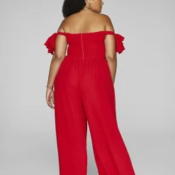Fashion To Figure Dinah Off-Shoulder Chiffon Jumpsuit -Pleasures SHOP x 774a5c89 ae07 4959 869a acddebd9b0b9