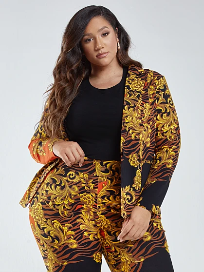 Fashion To Figure The City Zebra Scroll Print Blazer 2 Fashion To Figure The City Zebra Scroll Print Blazer - Image 2