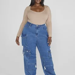 Fashion To Figure High Rise Relaxed Fit Cargo Jeans -Pleasures SHOP x 778ef2e9 82e2 4f18 8d02 b75bc1b8d1e2