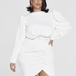 Fashion To Figure Shakera Puff Sleeve Belted Dress -Pleasures SHOP x 79a780a9 3092 46dc bccc deaadfa3b80f