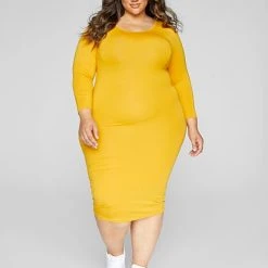 Fashion To Figure FTF Signature Long Sleeve Everyday Midi Dress -Pleasures SHOP x 79c3e3ef 2b45 4c08 b645 90fb9bb5837c