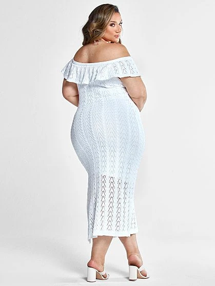 Fashion To Figure Georgina Off The Shoulder Crochet Dress With Slit 2 Fashion To Figure Georgina Off The Shoulder Crochet Dress With Slit - Image 2