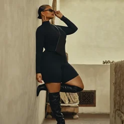 Fashion To Figure Rhonda Fitted Rib Knit Romper -Pleasures SHOP x 79e321e3 6c84 41b6 bc90 4568d0b85014