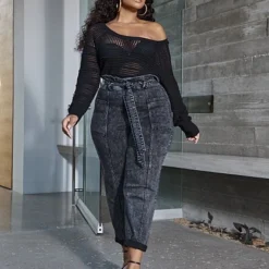 Fashion To Figure Black Wash High Rise Paperbag Waist Jeans -Pleasures SHOP x 7b12eb6f 2409 4ec3 8329 1f8ebac0c831