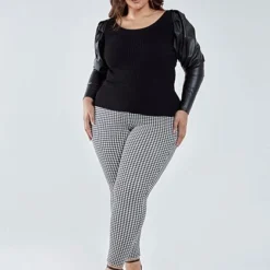 Fashion To Figure Sasha Houndstooth Good Form Ponte Knit Pants -Pleasures SHOP x 7c096f22 2a72 4c6f b96e 75b957a684df