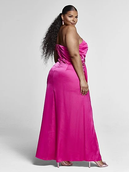 Fashion To Figure Shianne One Shoulder Satin Maxi Dress 3 Fashion To Figure Shianne One Shoulder Satin Maxi Dress - Image 3