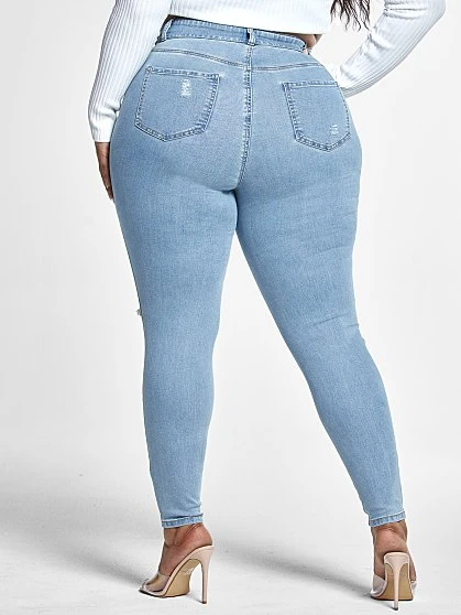 Fashion To Figure High Rise Curvy Fit Skinny Jeans With Blowout Knees 3 Fashion To Figure High Rise Curvy Fit Skinny Jeans With Blowout Knees - Image 3