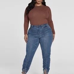 Fashion To Figure High Rise Front Drawstring Jogger Style Jeans -Pleasures SHOP x 7e372864 3e0e 4e09 acfc bde0949592ee