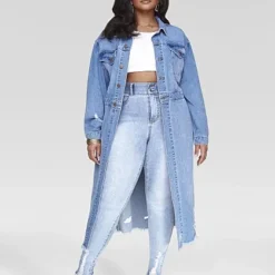 Fashion To Figure Kenna Maxi Length Trucker Jacket -Pleasures SHOP x 7ed7b742 344f 4007 a01c 87687d84b699