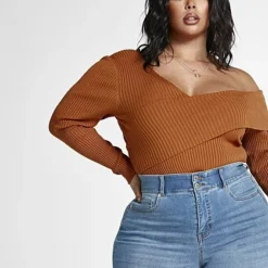 Fashion To Figure Dakota One Shoulder Foldover Sweater