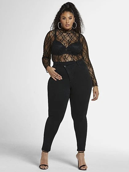 Fashion To Figure Mid-Rise Crossover Waistband Skinny Jeans 4 Fashion To Figure Mid-Rise Crossover Waistband Skinny Jeans - Image 4